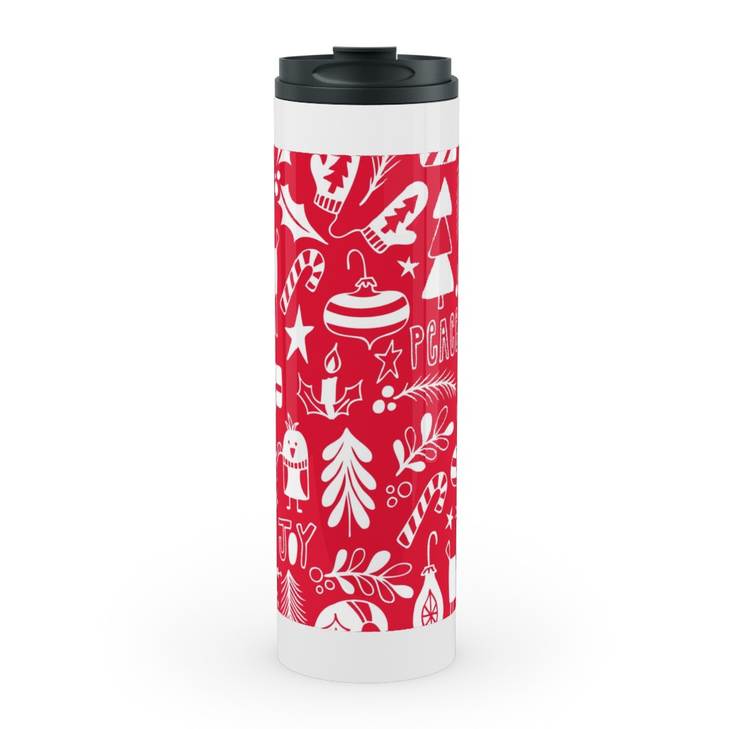 Peace & Joy Christmas - Red Stainless Mug, White, , 20oz, Red, Red