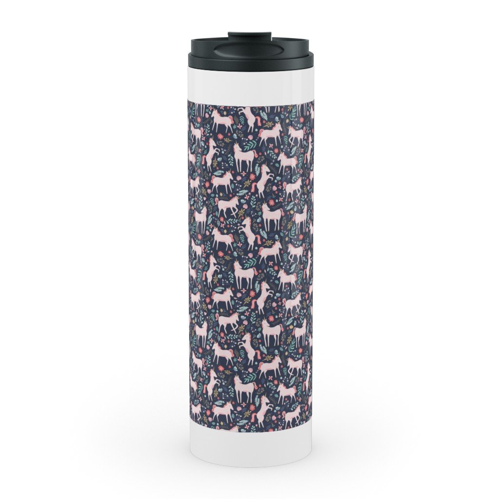 Pink Unicorn Fields - Dark Stainless Mug, White, , 20oz, Multicolor