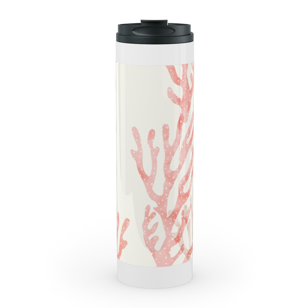 Coral Mermaid Stainless Mug, White, , 20oz, Pink, Pearl