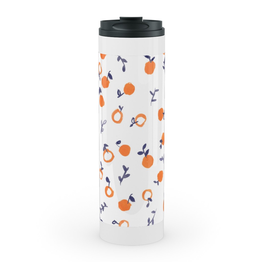 Whimsical Watercolor Orange Stainless Mug, White,  , 20oz, Orange