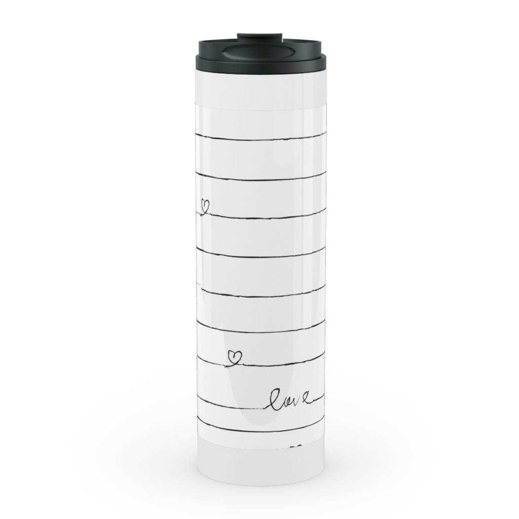 Love Note - Stripes - Black and White Stainless Mug, White,  , 20oz, White