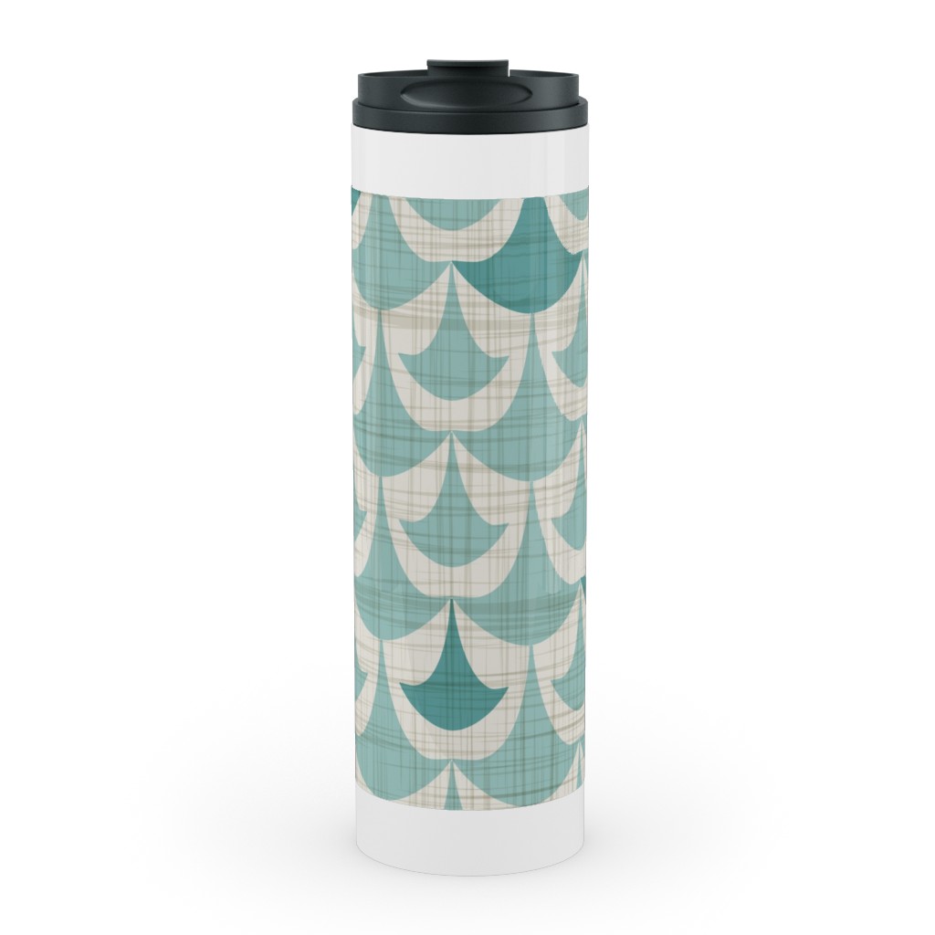 Rhapsody - Beige and Teal Stainless Mug, White,  , 20oz, Green