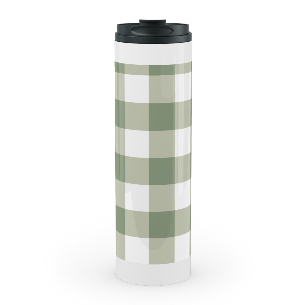 Plaid - Green Stainless Mug, White,  , 20oz, Green