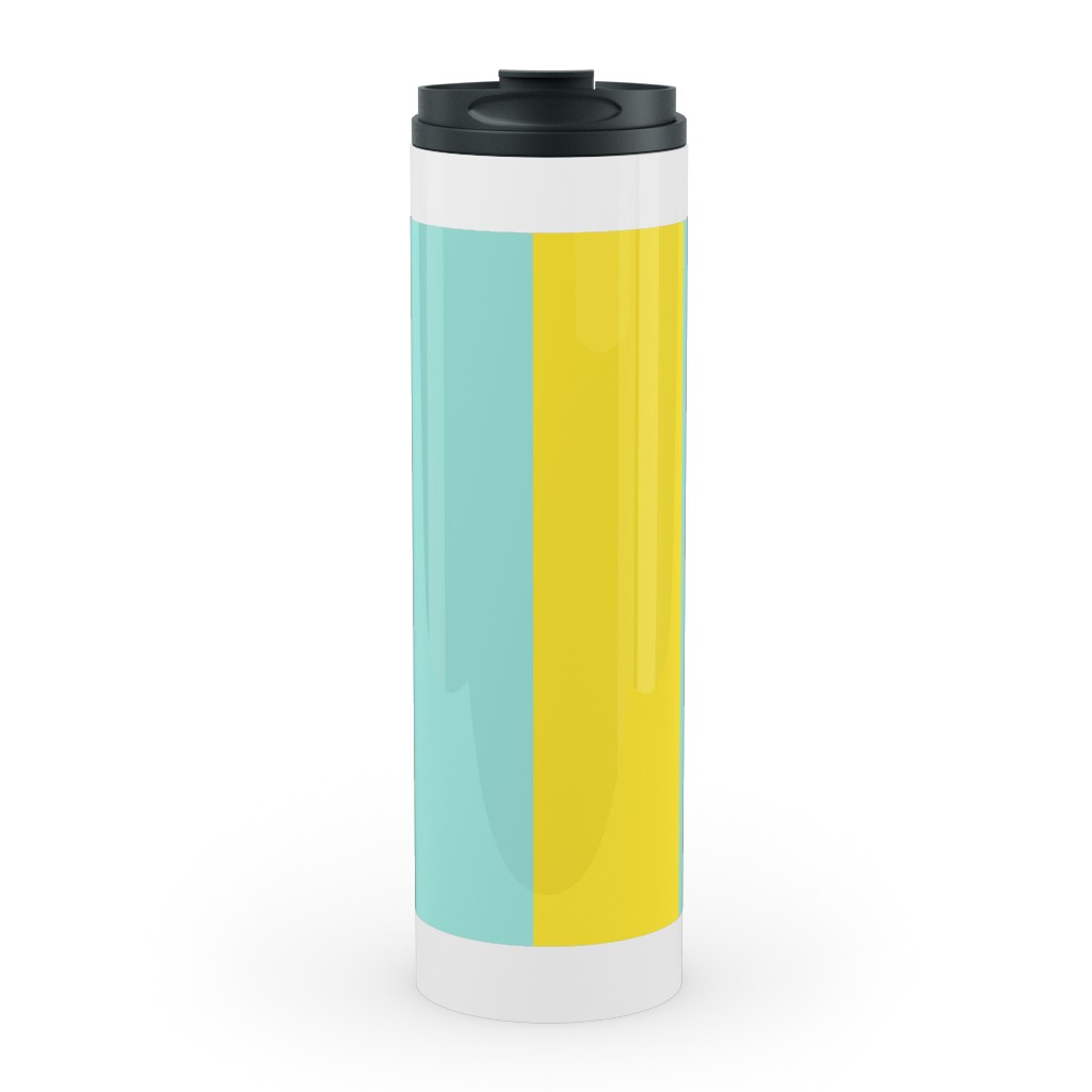 Vertical Stripes Stainless Mug, White,  , 20oz, Blue