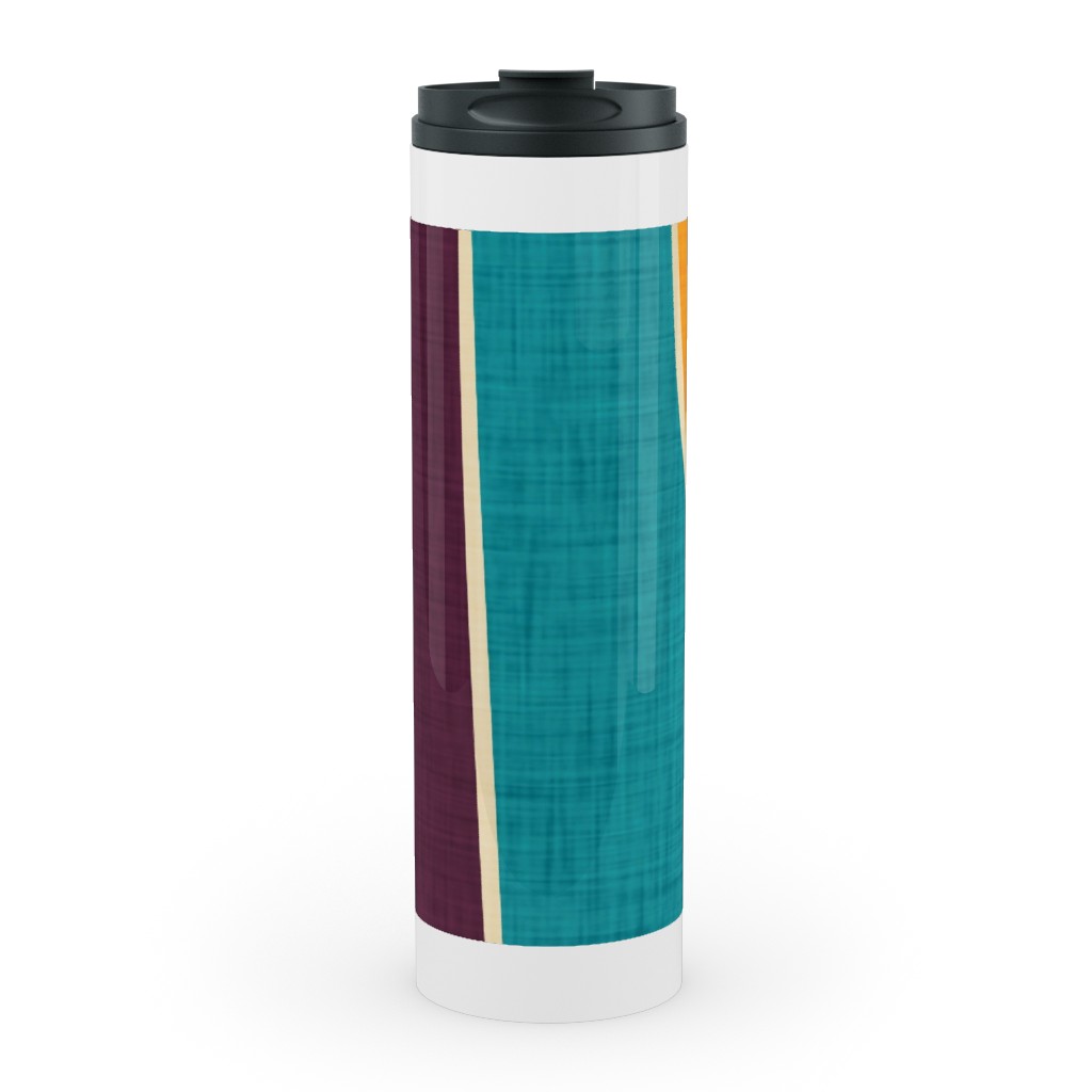 Mid Century Mod Retro Waves - Multi Stainless Mug, White,  , 20oz, Multicolor