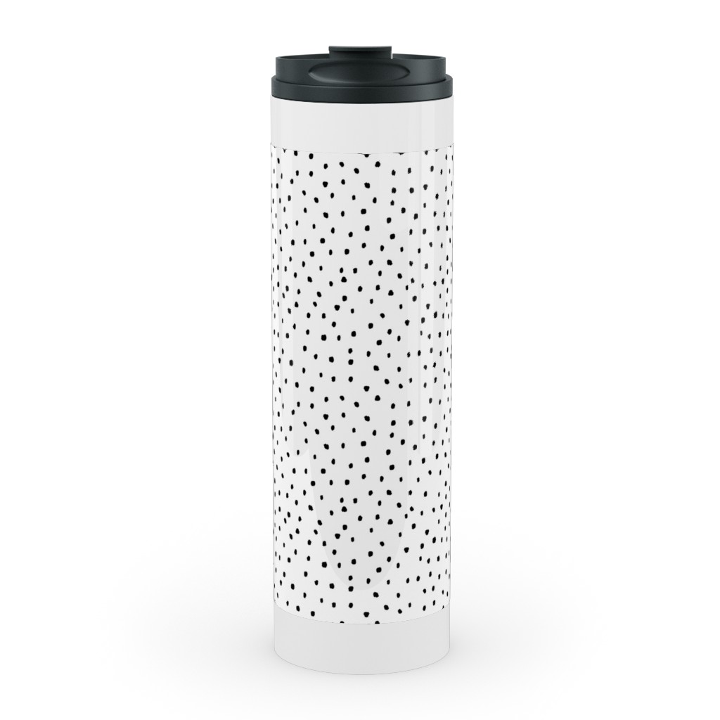 Tiny Dot - Black + White Stainless Mug, White,  , 20oz, White