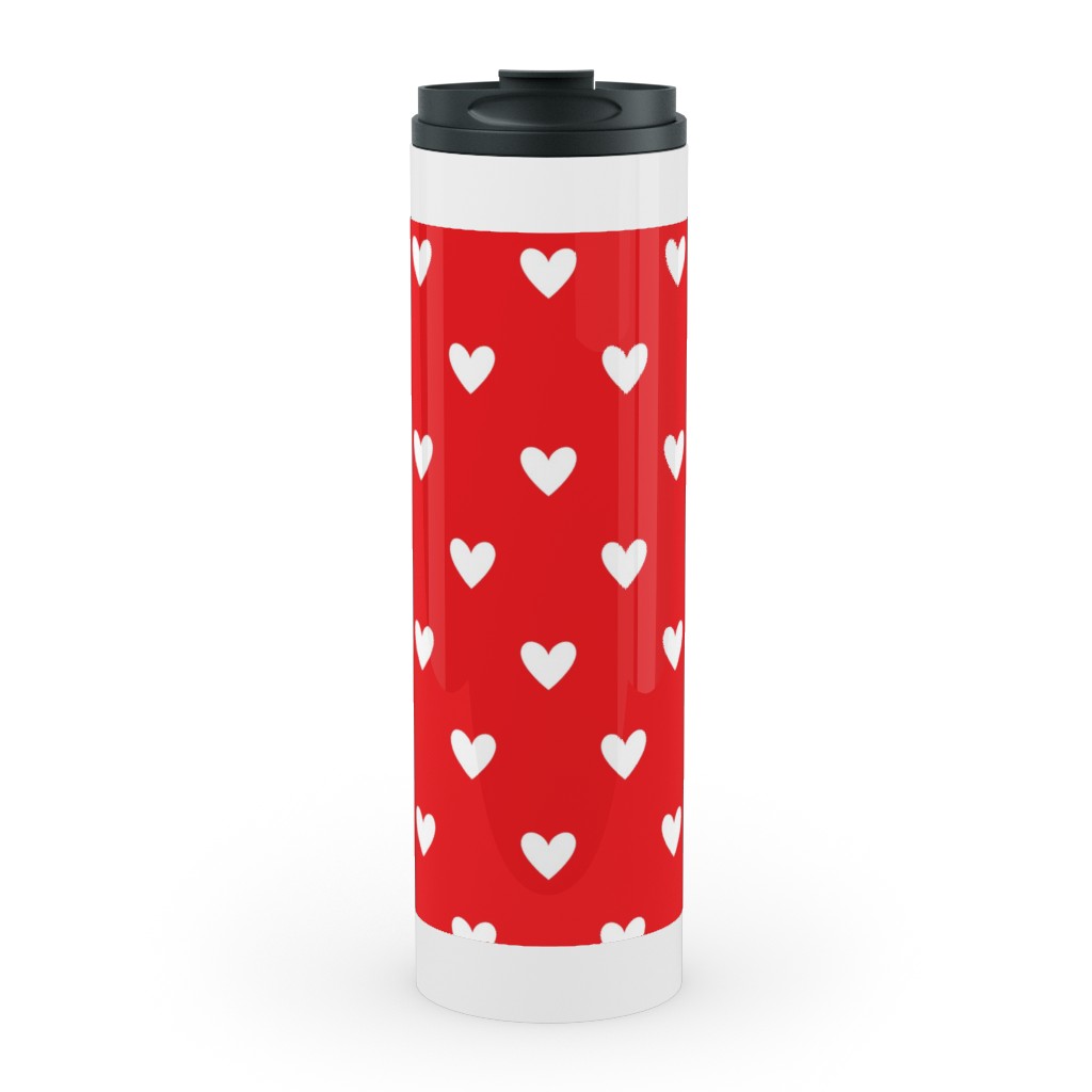 Love Hearts - Red Stainless Mug, White,  , 20oz, Red