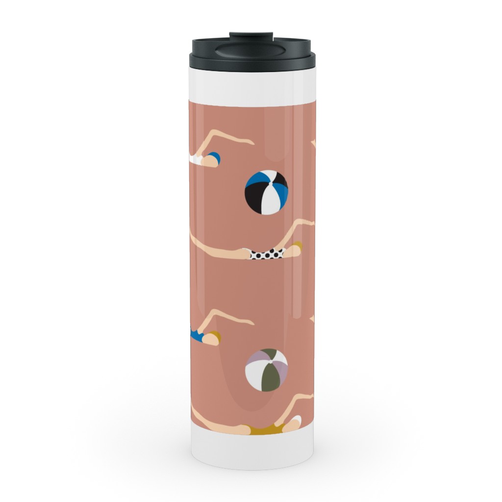 New Nautical Beach Babes - Muddy Clay Stainless Mug, White, , 20oz, Pink, Bright Pink