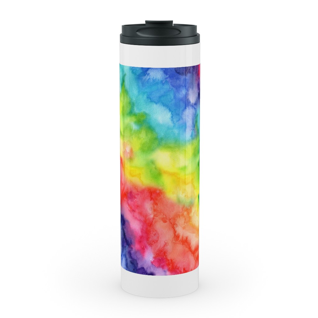 Rainbow Watercolor Wash Stainless Mug, White, , 20oz, Multicolor
