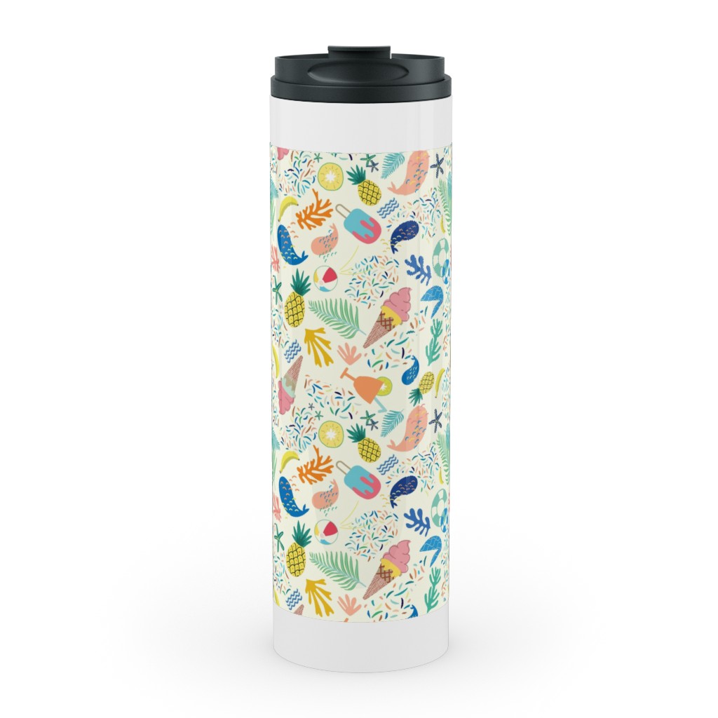 Ohlala Summer - Multi Stainless Mug, White, , 20oz, Multicolor
