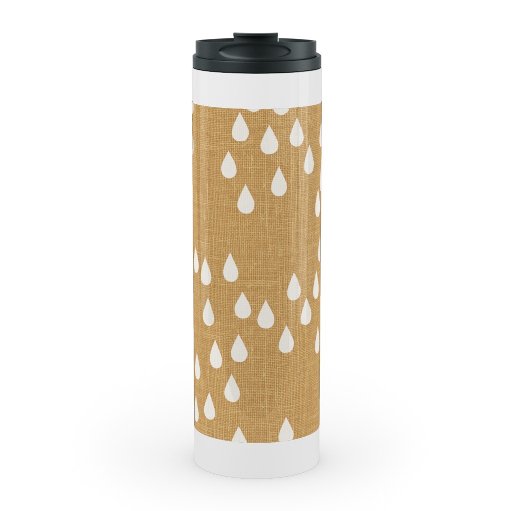 Scattered Rain Drops - Mustard Yellow Stainless Mug, White, , 20oz, Yellow, Classic Yellow
