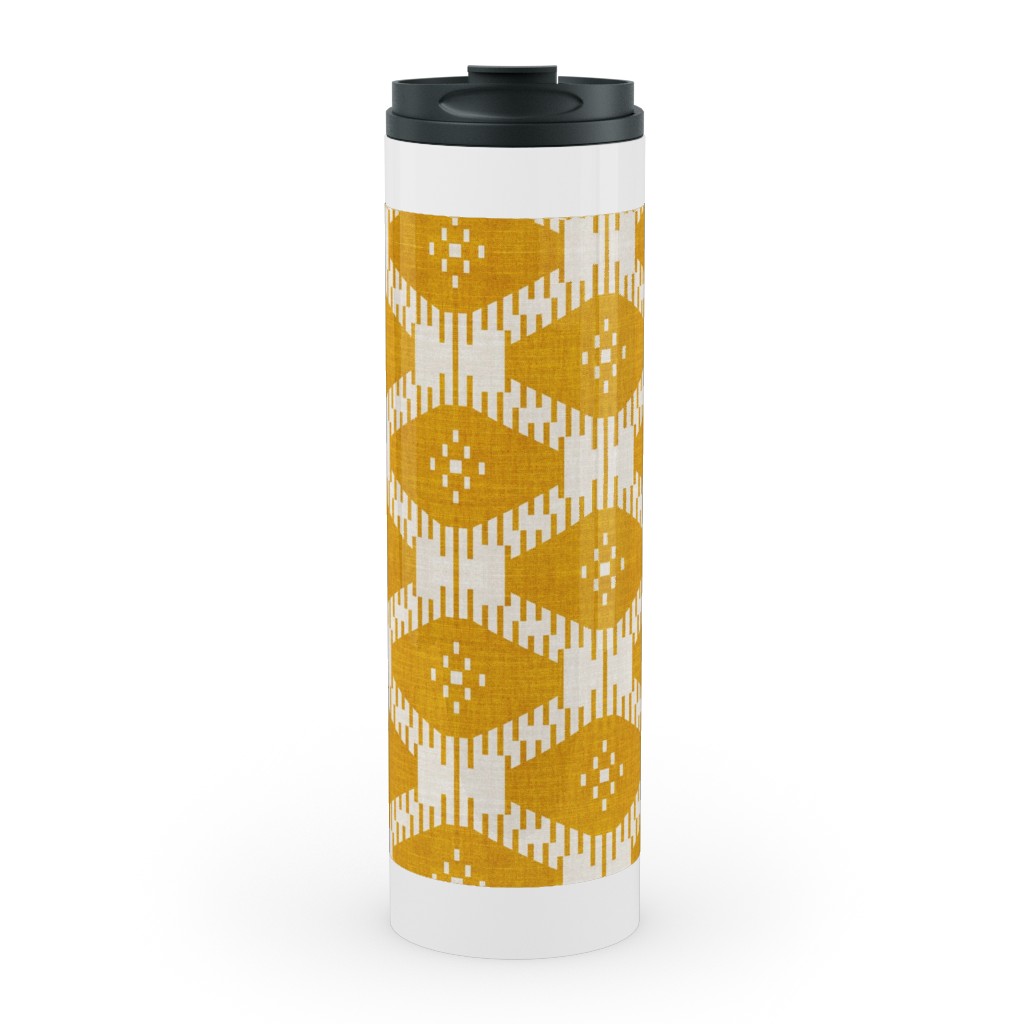 Stella Ikat - Yellow Stainless Mug, White,  , 20oz, Yellow