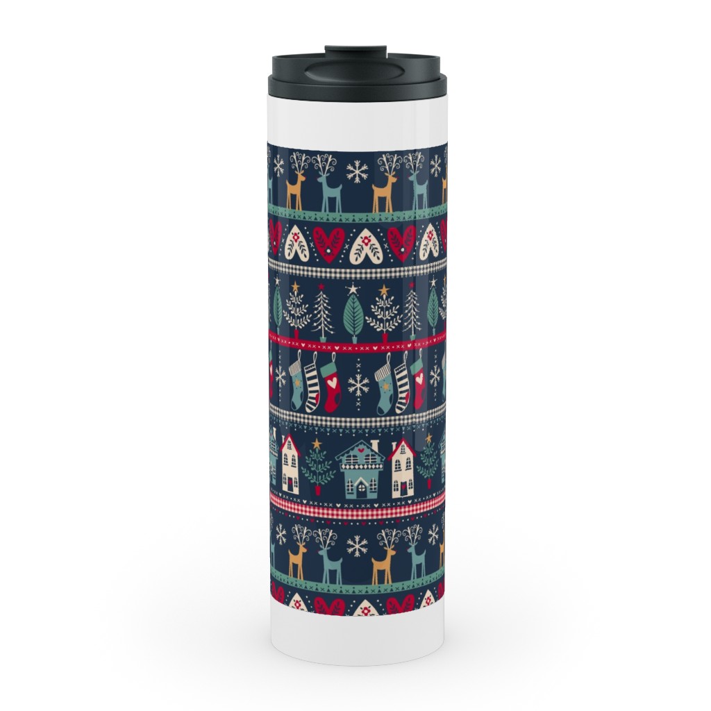 Nordic Vintage Christmas Stainless Mug, White, , 20oz, Multicolor, Park Night