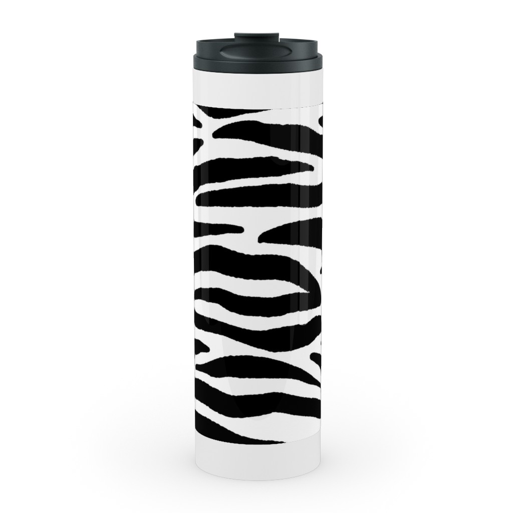 Zebra Print - Black and White Stainless Mug, White,  , 20oz, Black
