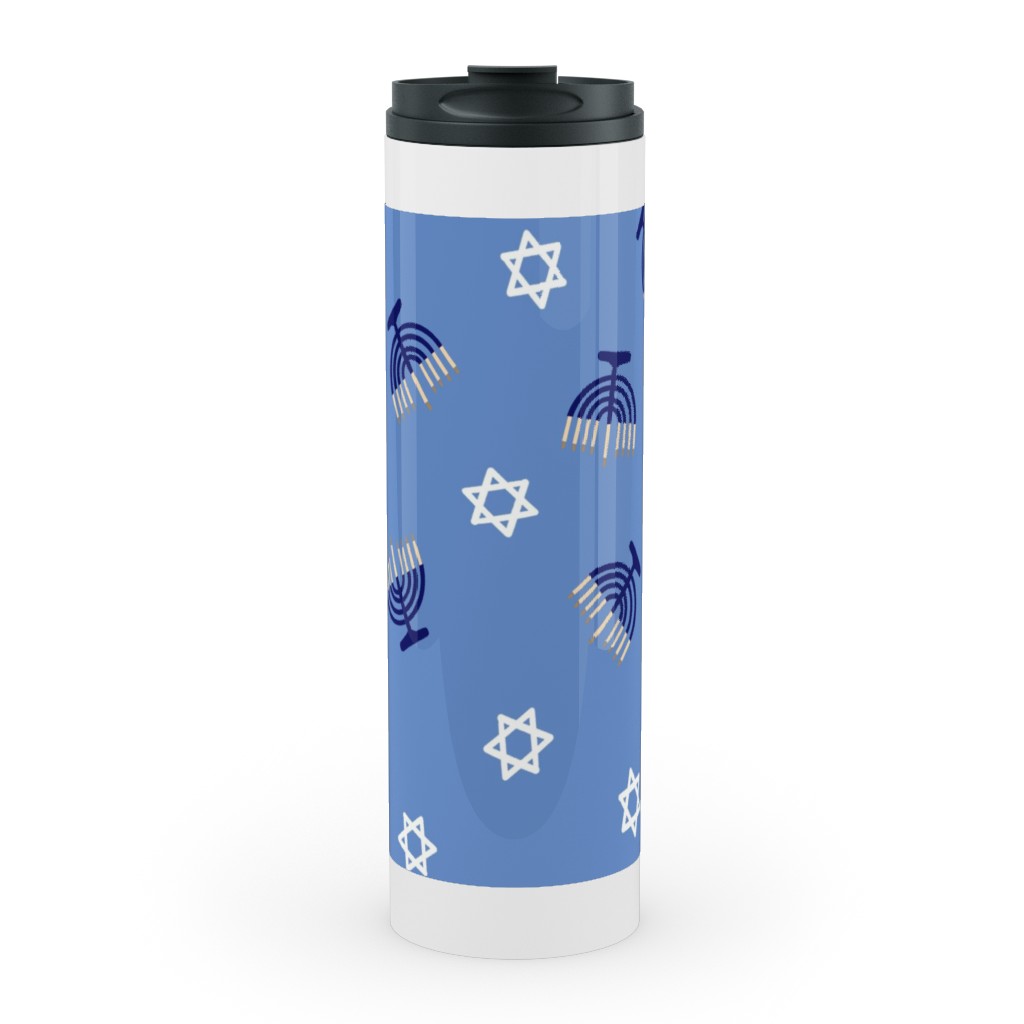 Hanukkah - Blue Stainless Mug, White, , 20oz, Blue, True Blue