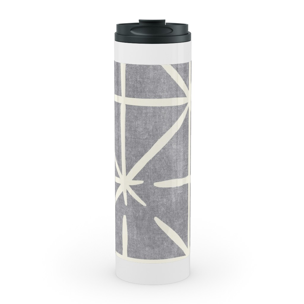 Geometric Triangles - Distressed - Grey Stainless Mug, White,  , 20oz, Gray
