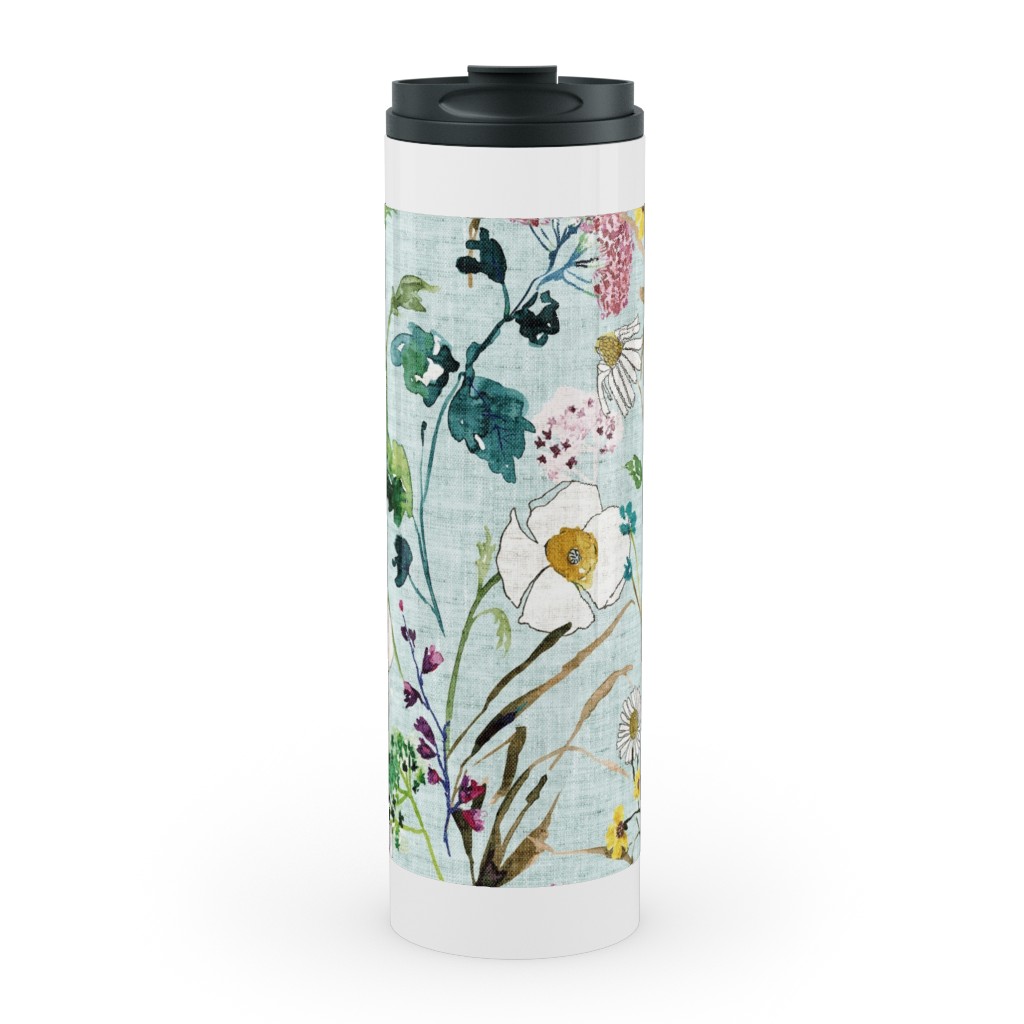 Verdure Wildflowers - Multi Stainless Mug, White, , 20oz, Multicolor