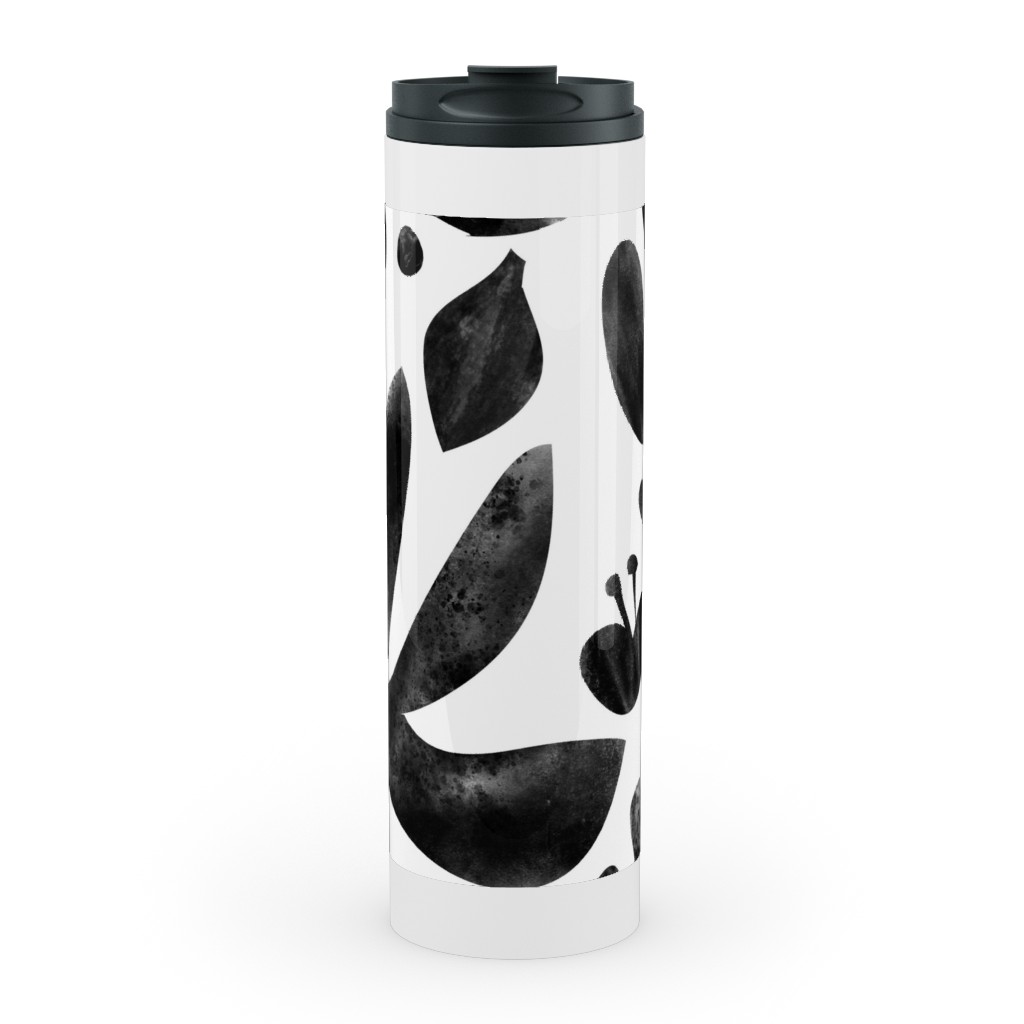 Flower Cutouts - Light Stainless Mug, White, , 20oz, Black, Black