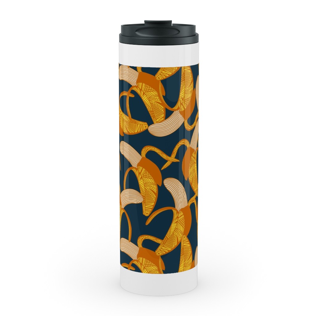 Peeled Banana - Yellow on Navy Stainless Mug, White,  , 20oz, Yellow