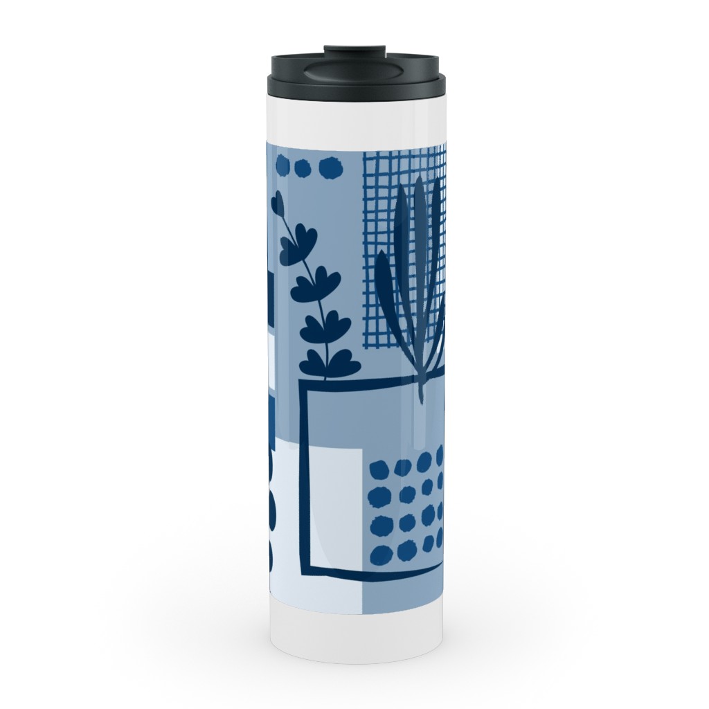 Squared Sea - Blue Stainless Mug, White,  , 20oz, Blue