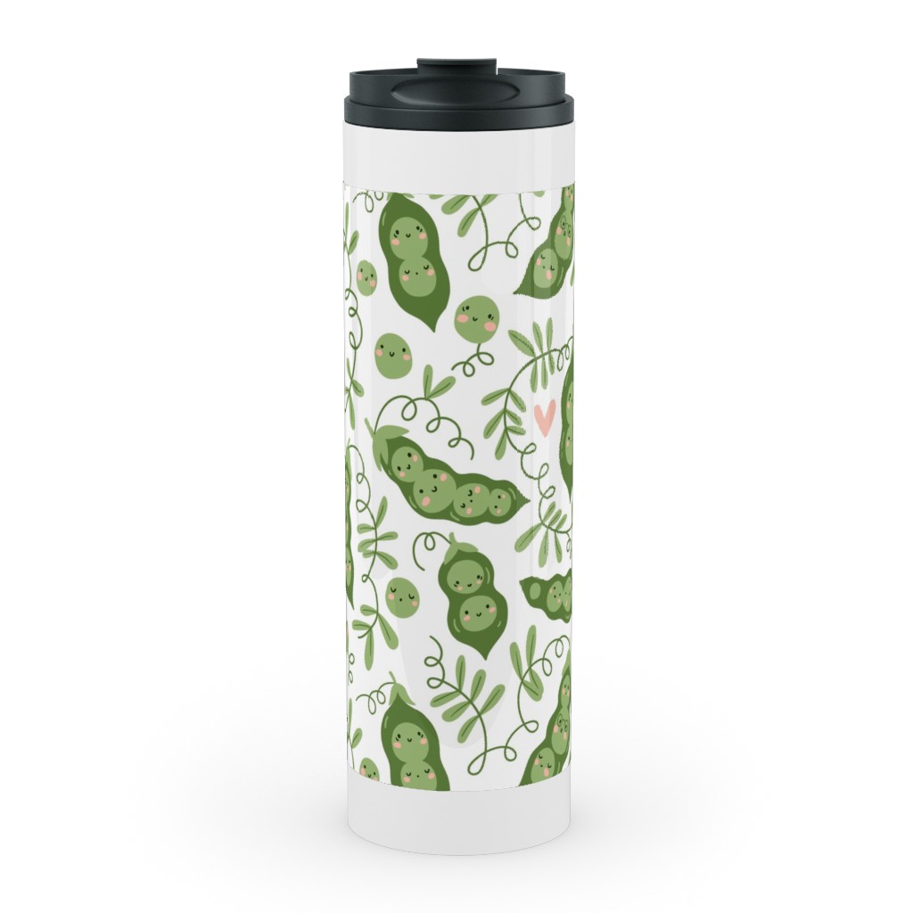 Cute Peas - Green Stainless Mug, White, , 20oz, Green, Classic Green