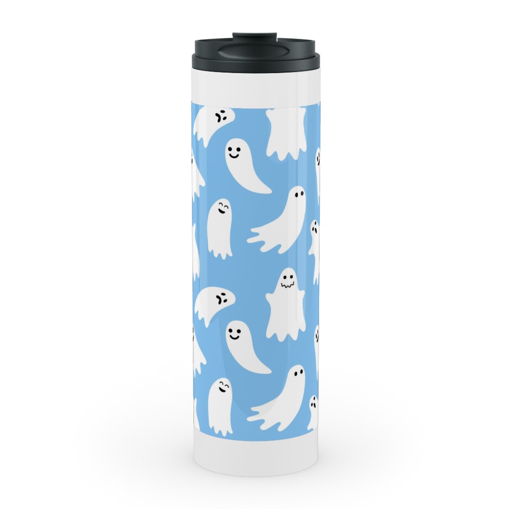 Cute Ghosts - Blue Stainless Mug, White,  , 20oz, Blue