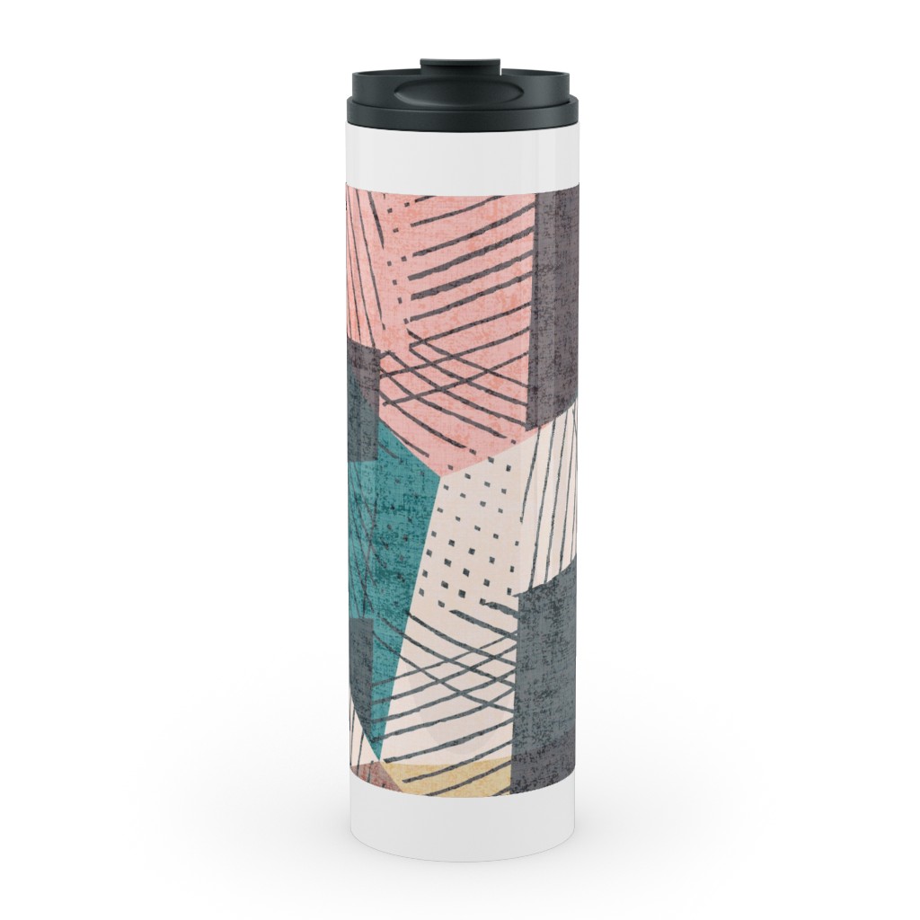 Abstract Geometic - Multi Stainless Mug, White,  , 20oz, Multicolor