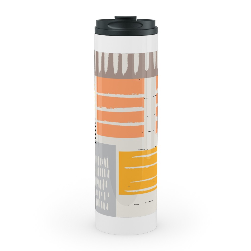 Textured Color Blocks - Multi Stainless Mug, White,  , 20oz, Multicolor