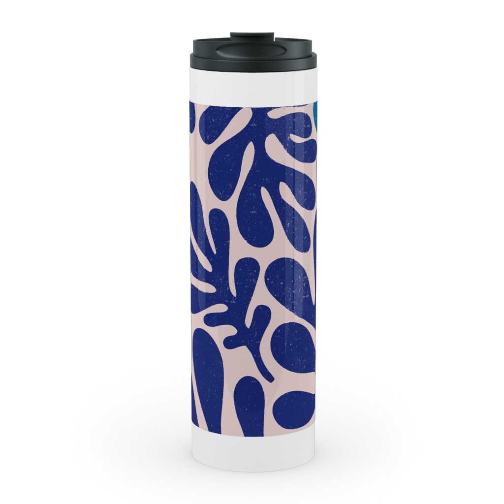 Organic Leaves - Blue Stainless Mug, White, , 20oz, Blue, True Blue