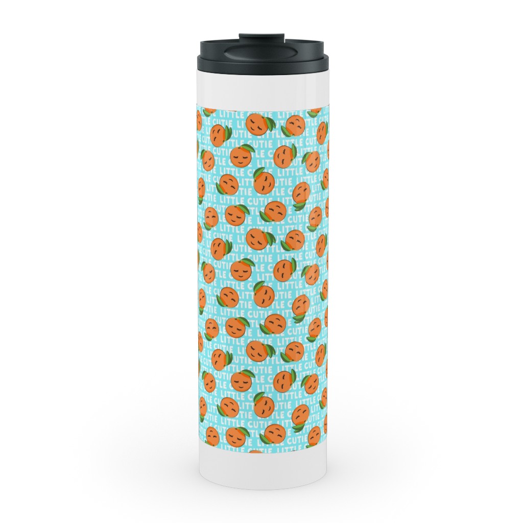 Little Cutie - Happy Oranges - Blue Stainless Mug, White, , 20oz, Blue, True Blue