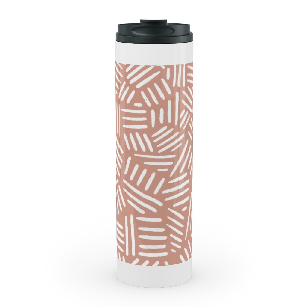 Dashes - Pink Stainless Mug, White, , 20oz, Pink, Bright Pink