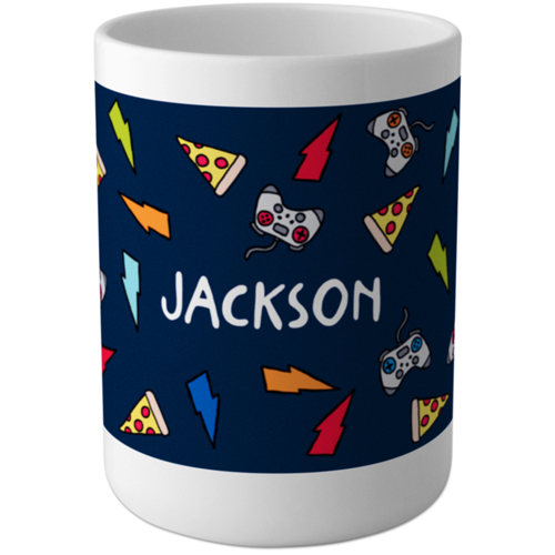 Pizza Doodle Custom Cup, Blue