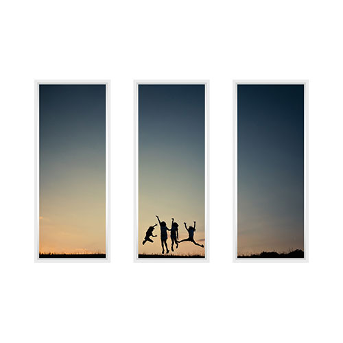 Three Panoramic 10x24 Spread Mounted Wall Art, Multi piece, White, Multicolor