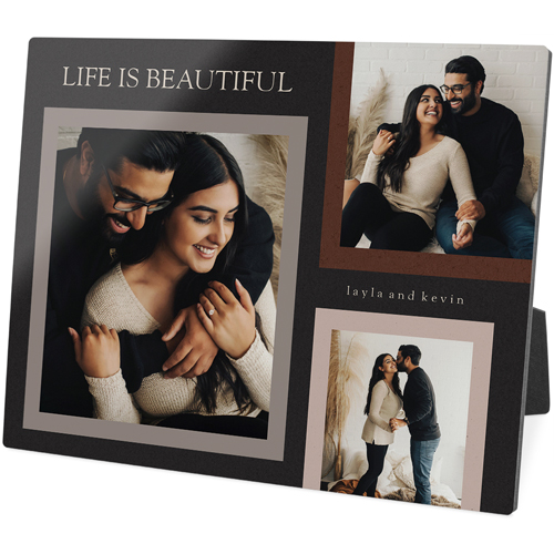 Dark Neutral Collage Desktop Plaque, Rectangle, 8x10, Gray, charcoal