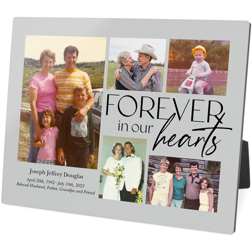 In Our Heart Memorial Desktop Plaque, Rectangle, 8x10, Gray