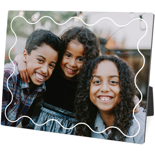 Wavy Outline Desktop Plaque, Rectangle, 8x10, White, white