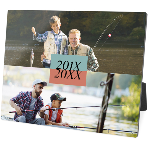 Then and Now Desktop Plaque, Rectangle, 8x10, Blue