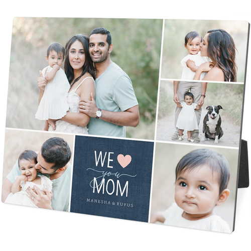 We Love Mom Desktop Plaque, Rectangle Ornament, 8x10, Pink