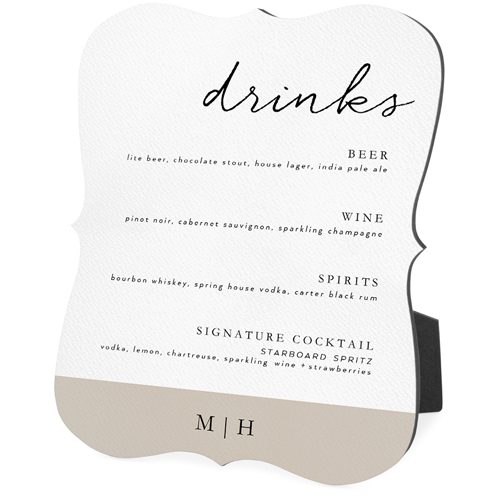 Wedding Menu Sign Desktop Plaque, Bracket, 8x10, White