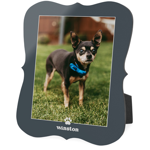 Paw Border Desktop Plaque, Bracket, 8x10, Gray