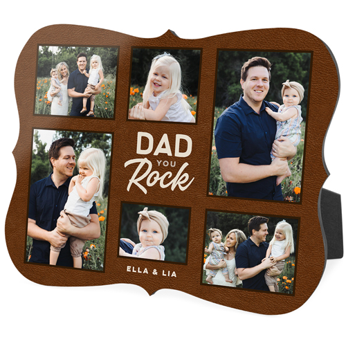 Dad You Rock Desktop Plaque, Bracket, 8x10, Brown