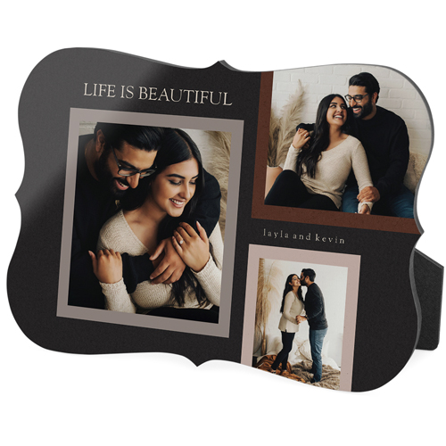 Dark Neutral Collage Desktop Plaque, Bracket, 5x7, Gray, charcoal