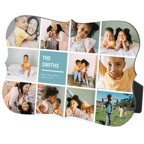 Tiled Collage Desktop Plaque, Bracket, 5x7, Blue, sea