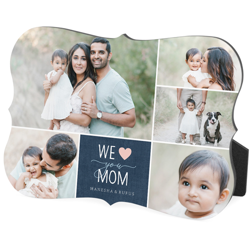 We Love Mom Desktop Plaque, Bracket, 5x7, Pink
