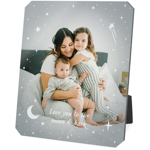 Moon And Stars Overlay Desktop Plaque, Ticket, 8x10, Gray