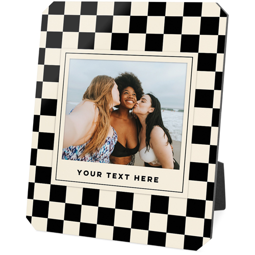 Checkered Border Desktop Plaque, Ticket, 8x10, Black, black