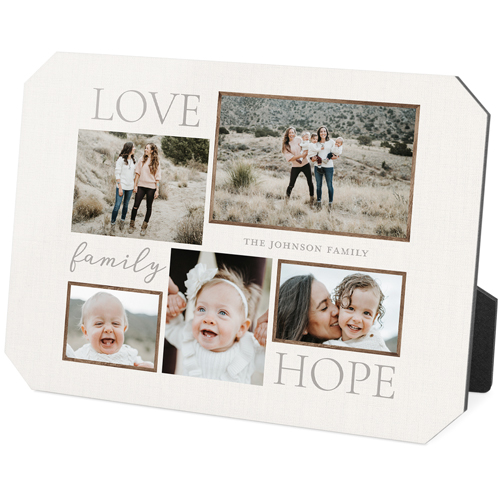 Love Family Hope Desktop Plaque, Ticket, 5x7, Gray
