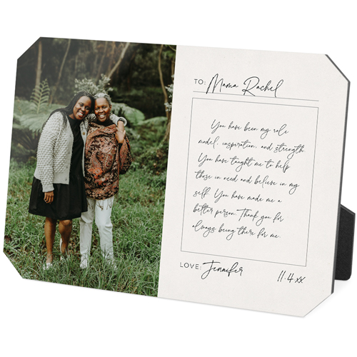 Handwritten Letter Desktop Plaque, Ticket, 5x7, White, white