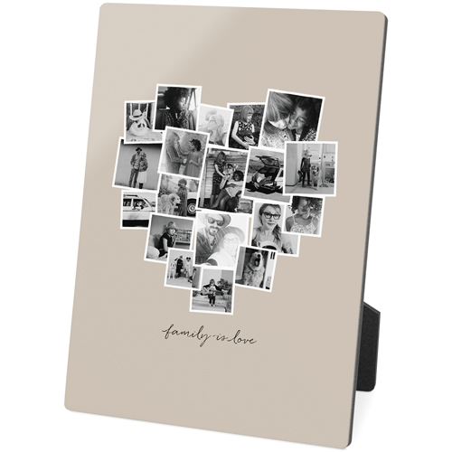 Tilted Heart Collage Desktop Plaque, Rectangle, 5x7, Beige, wheat