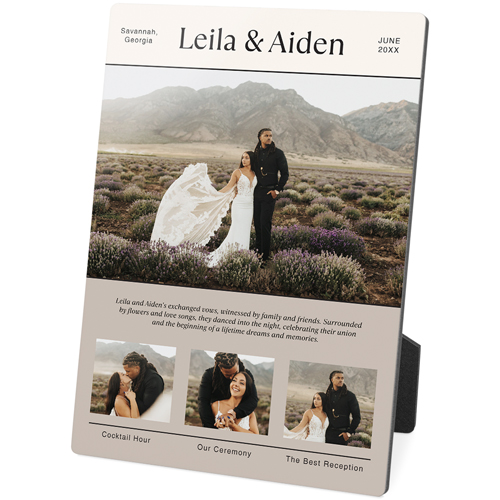 Wedding Timeline News Desktop Plaque, Rectangle, 5x7, Beige